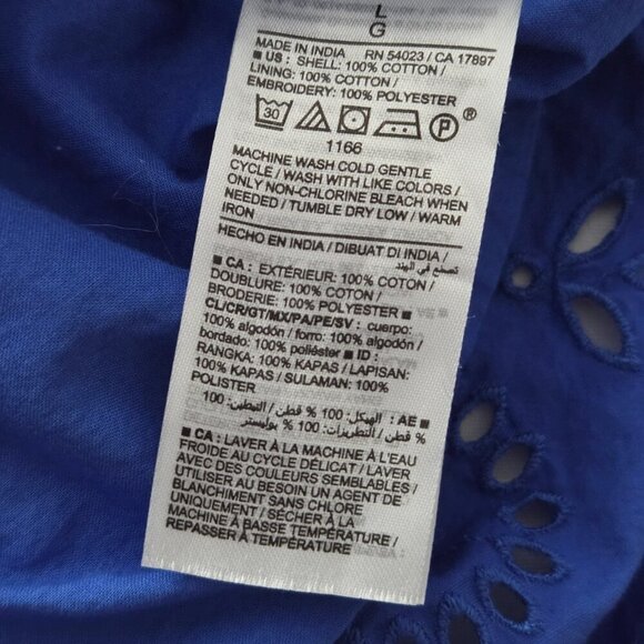 Old Navy Blue Eyelet Puff Sleeve Cotton Dress Large - Picture 7 of 11